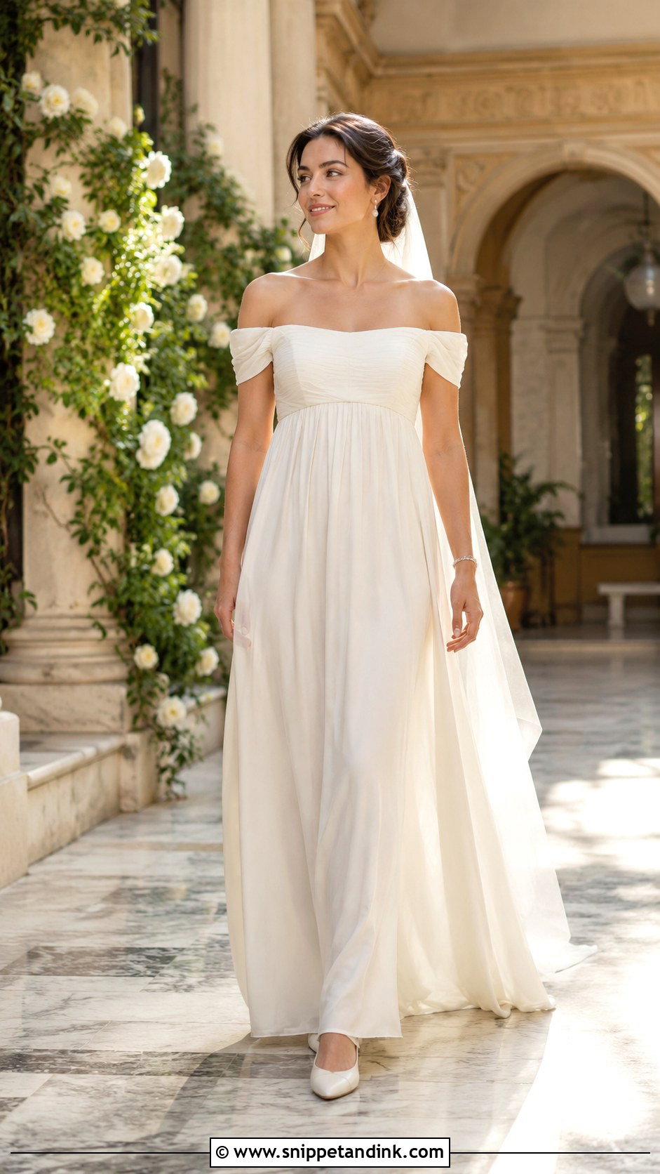 Off Shoulder Regency Wedding Dress - Snippet and Ink - 25 Regency Wedding Dress Ideas