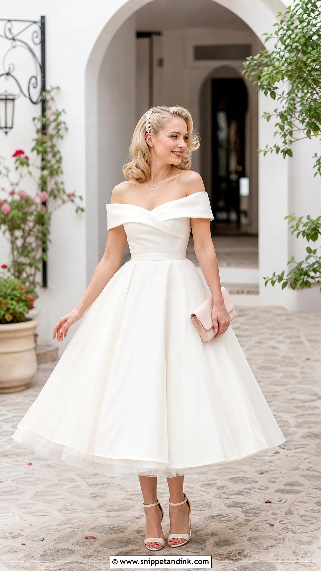 Off Shoulder Rockabilly Wedding Dress - Snippet and Ink - 20 Rockabilly Wedding Dresses