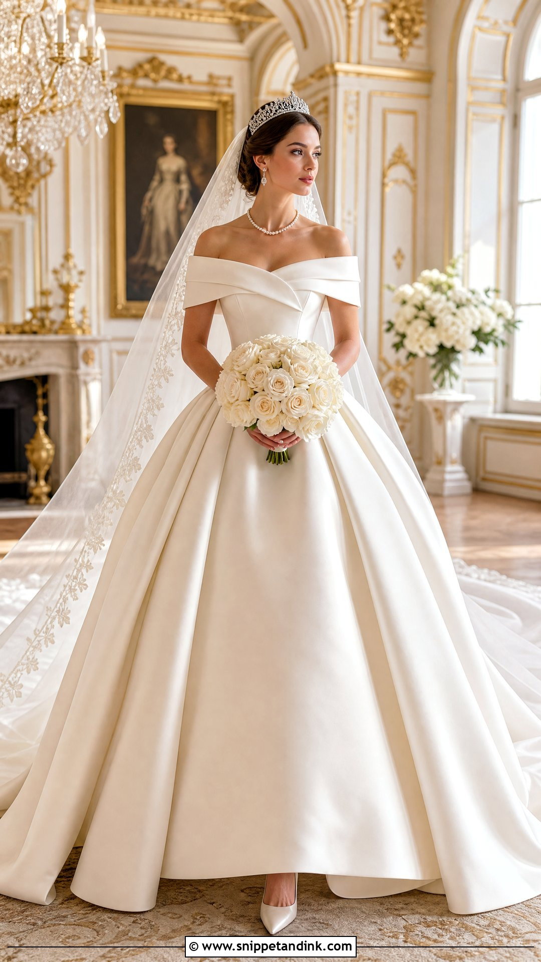 Off Shoulder Royal Bride Ball Gown - Snippet and Ink - 20 Royal Bride Dress Ideas