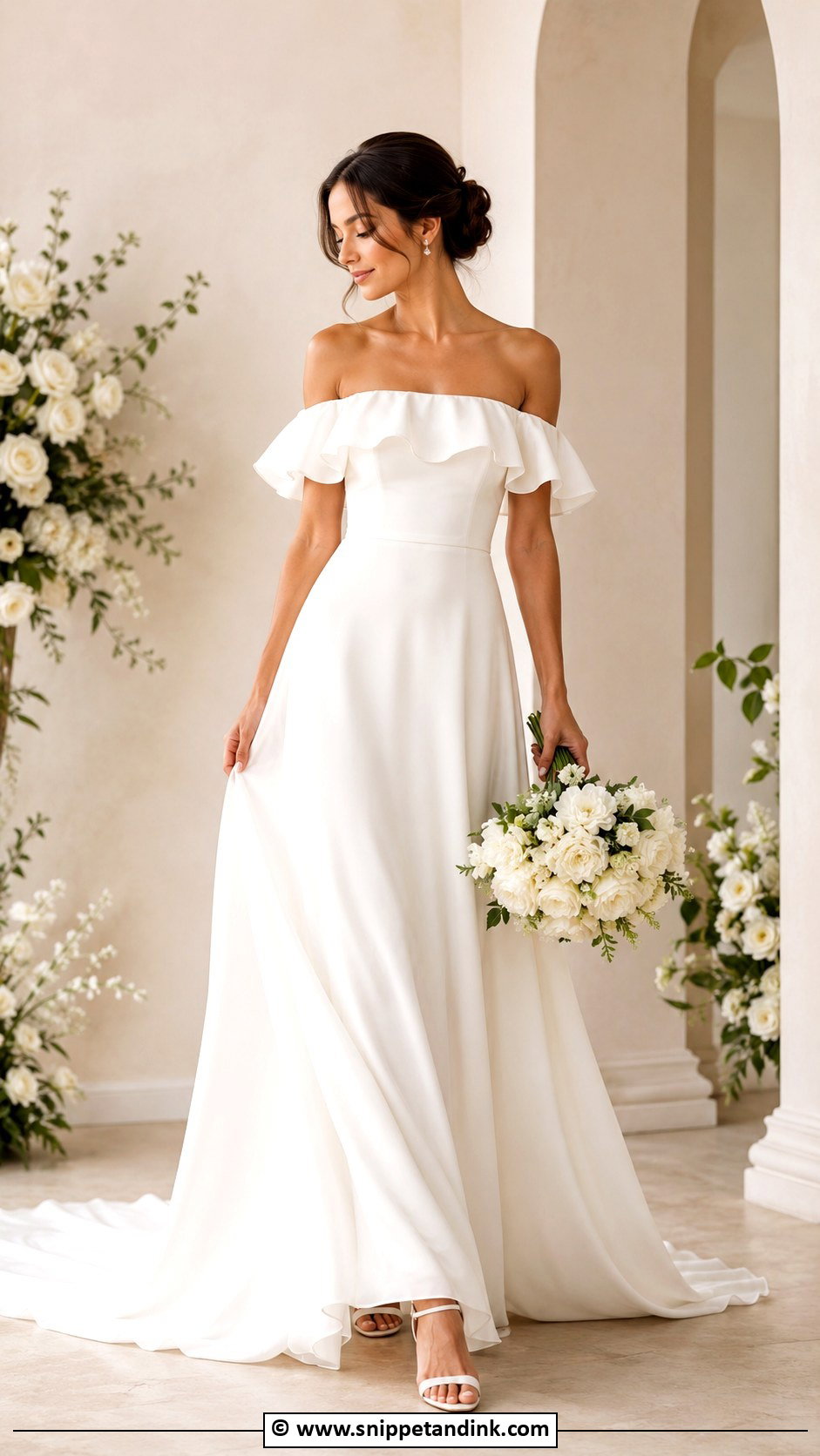Off Shoulder Ruffle Wedding Dress - Snippet and Ink - 35 Off Shoulder Wedding Dress Ideas