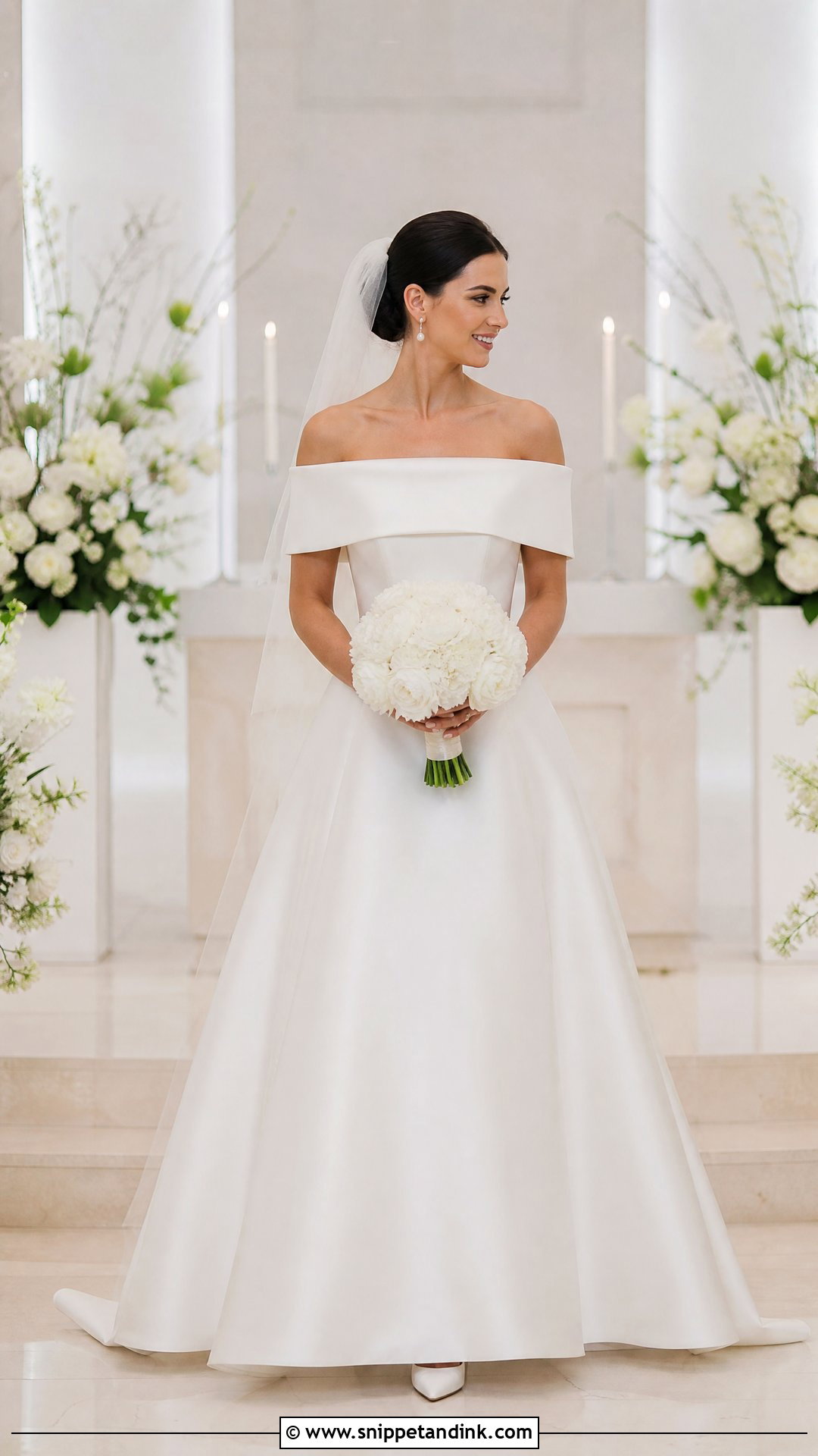 Off Shoulder Satin Bridal Dress - Snippet and Ink - 25 Bridal Dresses Simple Elegant