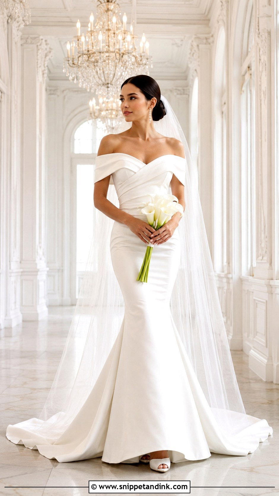Off Shoulder Satin Mermaid Wedding Dress - Snippet and Ink - 20 Allure Bridal Couture Ideas