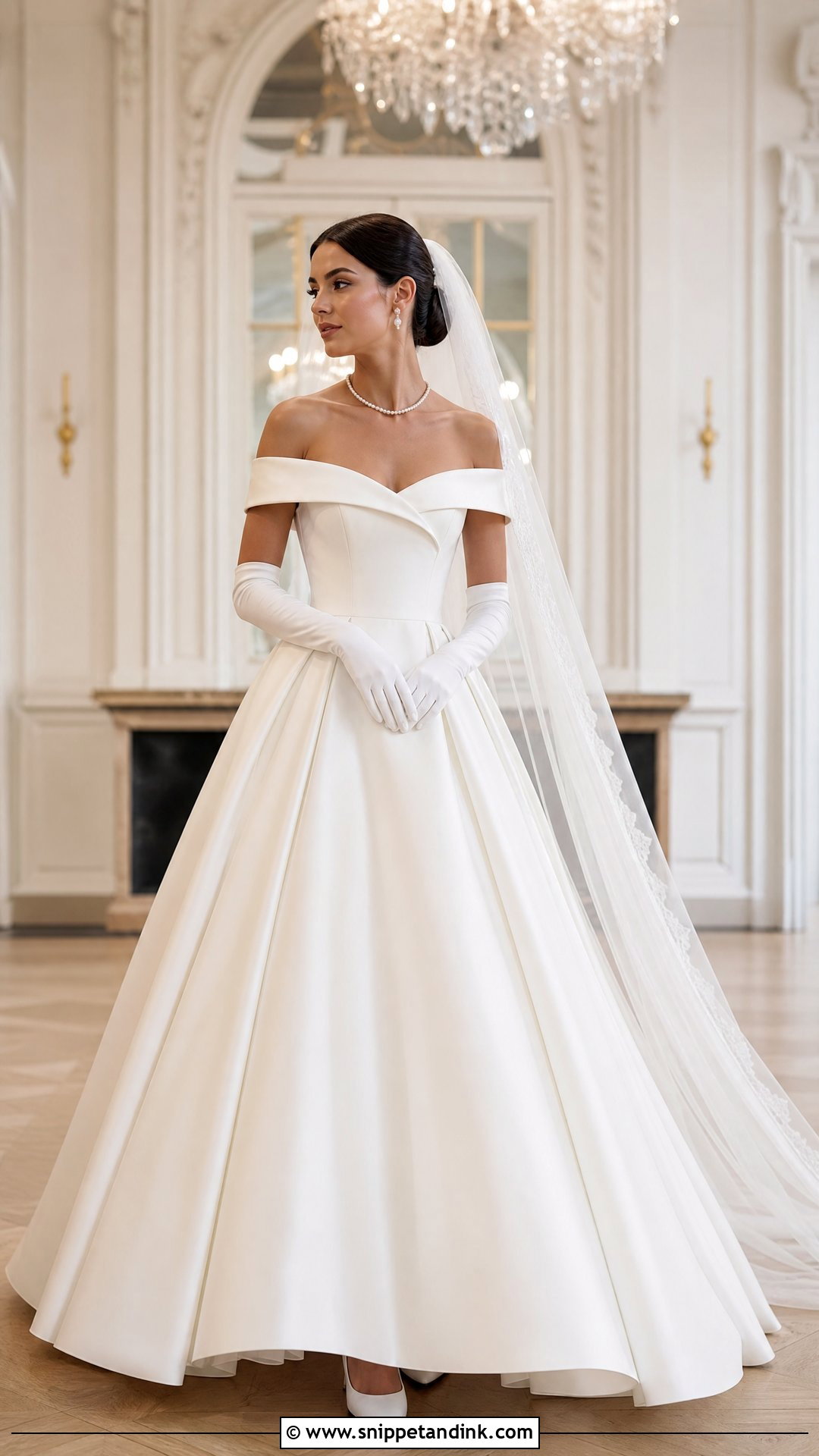Off Shoulder Satin Vintage Ballgown Wedding Dress - Snippet and Ink - 20 Vintage Ballgown Wedding Dress Ideas