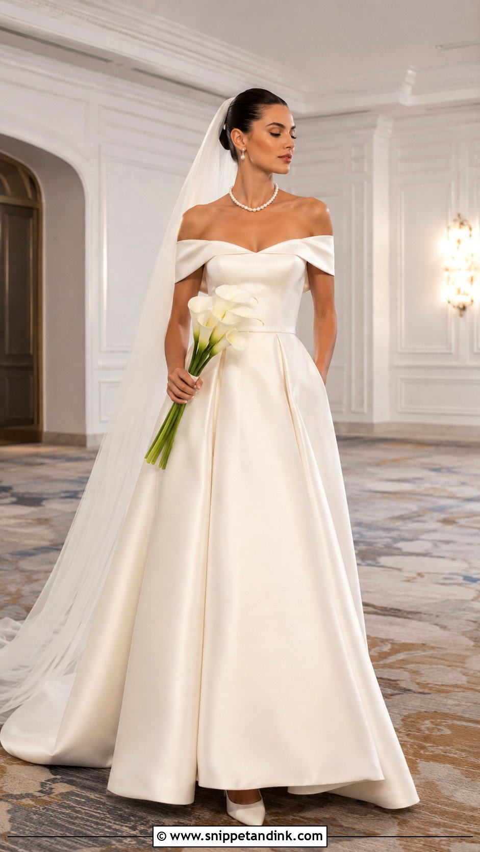 Off Shoulder Satin Wedding Dress - Snippet and Ink - 20 Fairytail Wedding Dresses