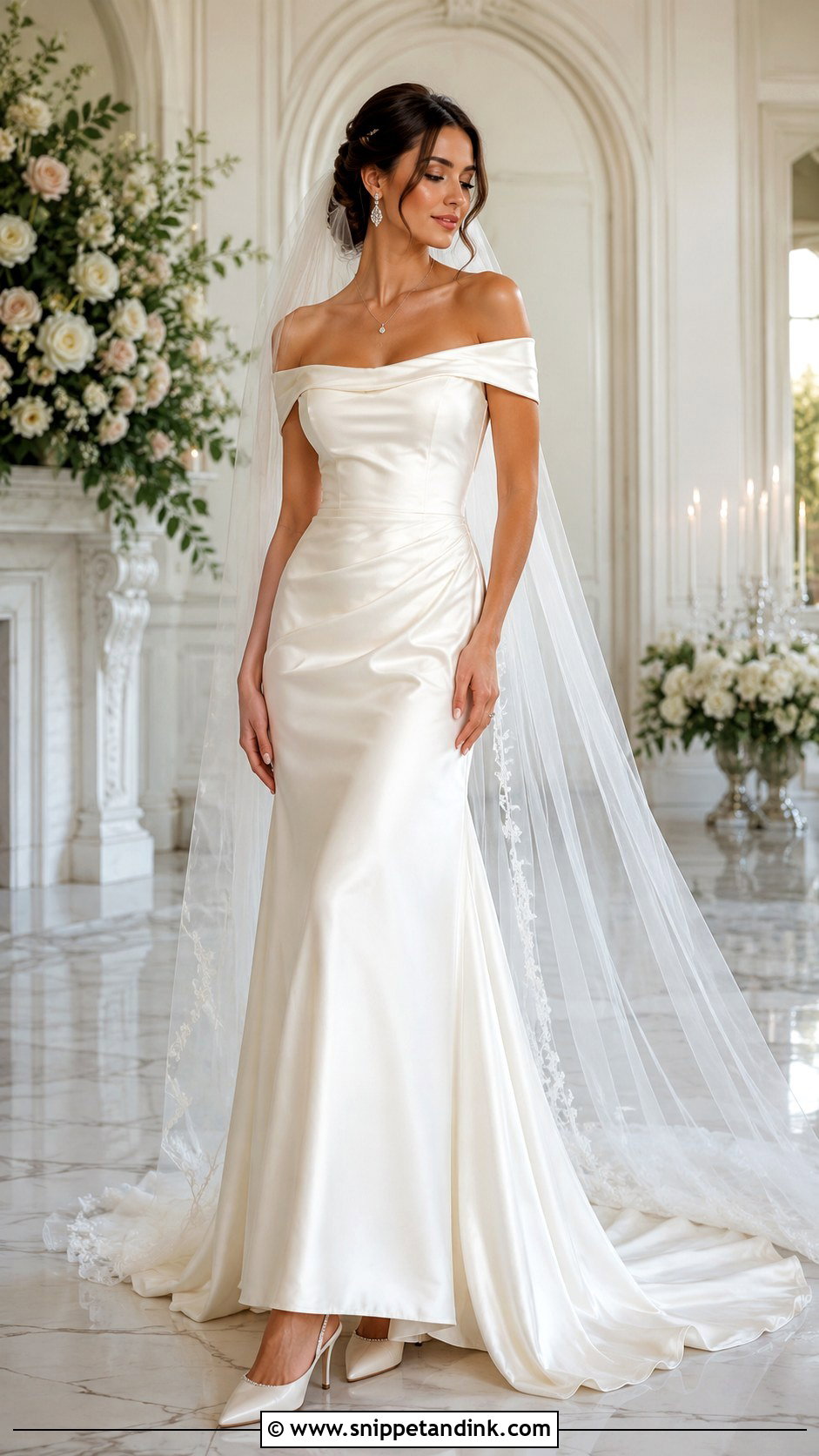 Off Shoulder Satin Wedding Dress - Snippet and Ink - 20 Amazing Wedding Dress Ideas