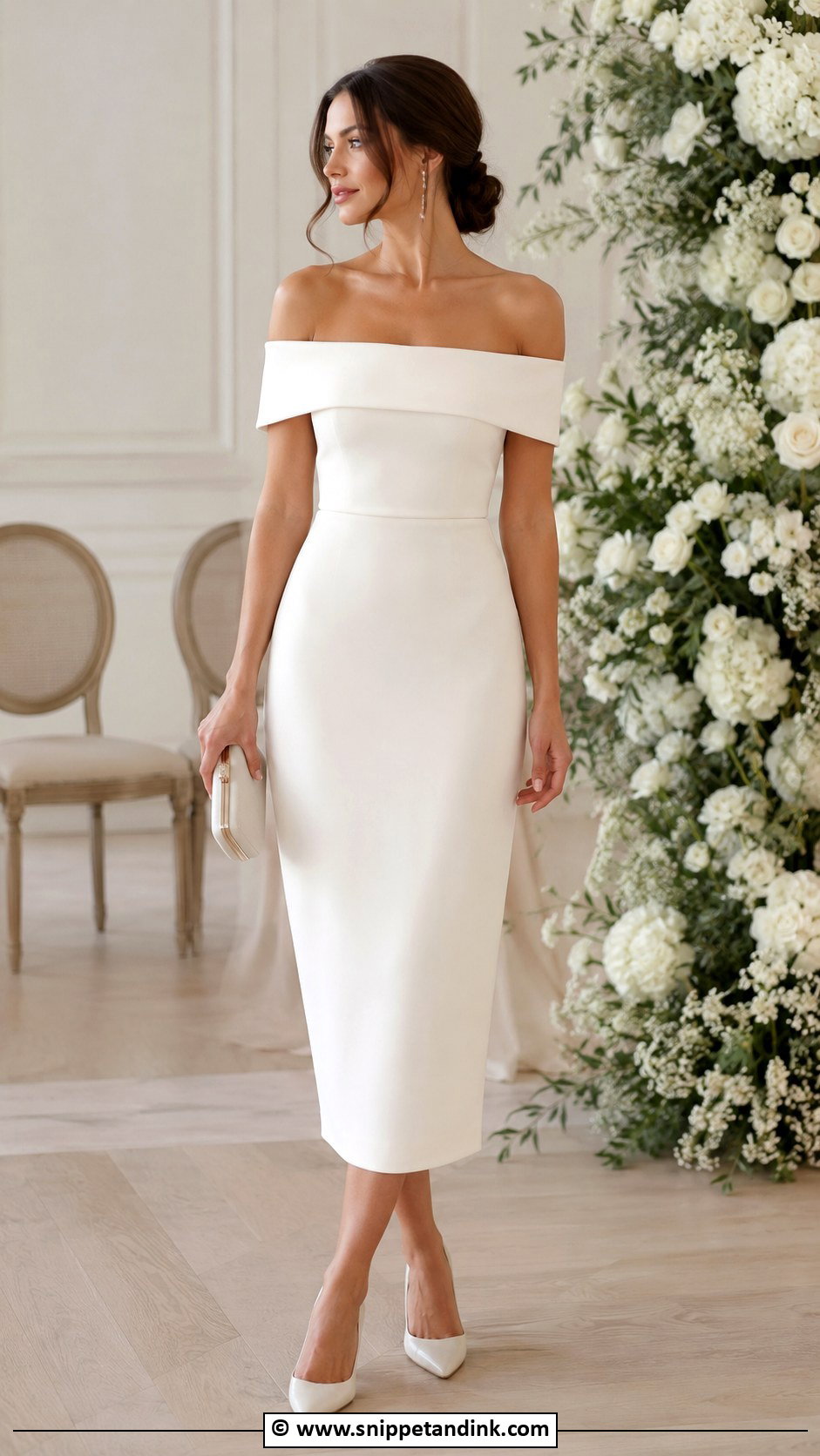 Off Shoulder Second Wedding Dress - Snippet and Ink - 30 Second Wedding Dress Ideas