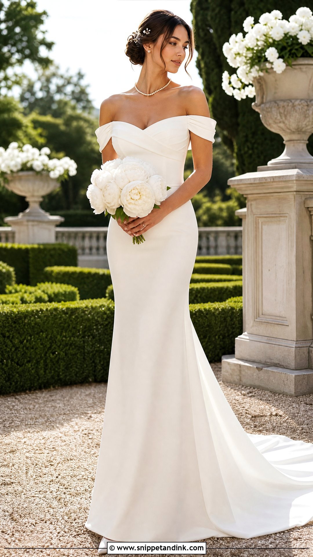 Off Shoulder Sheath Wedding Dress - Snippet and Ink - 20 Sheath Wedding Dresses