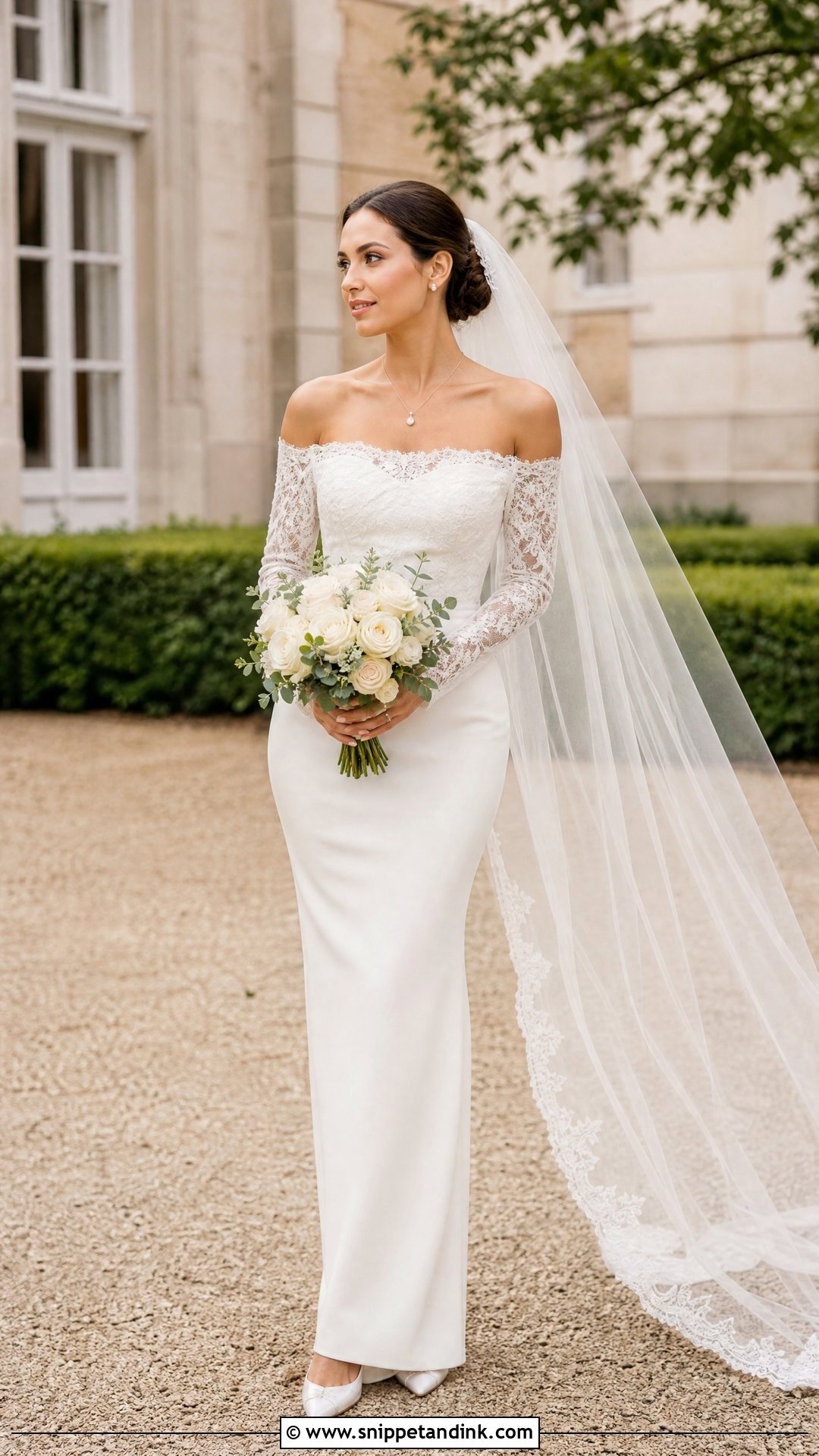 Off Shoulder Sheath Wedding Dress With Sleeves - Snippet and Ink - 20 Sheath Wedding Dress with Sleeves