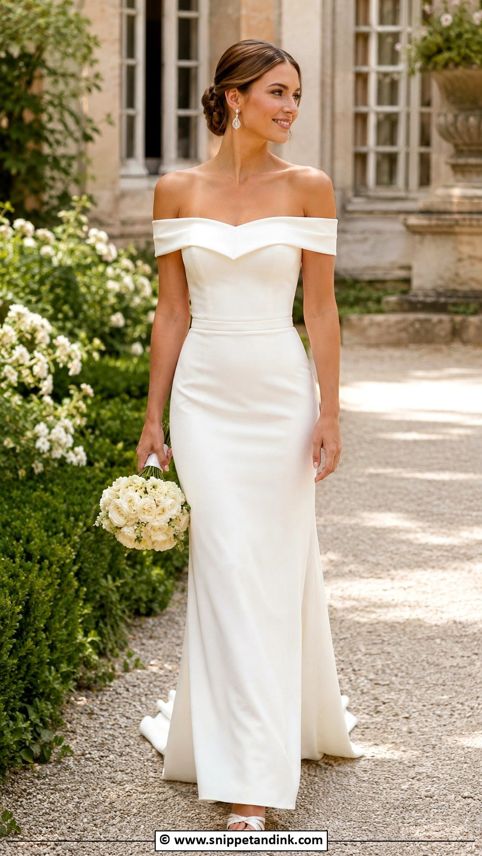 Off Shoulder Sheath Wedding Dress - Snippet and Ink - 30 Sheath Wedding Dress Ideas