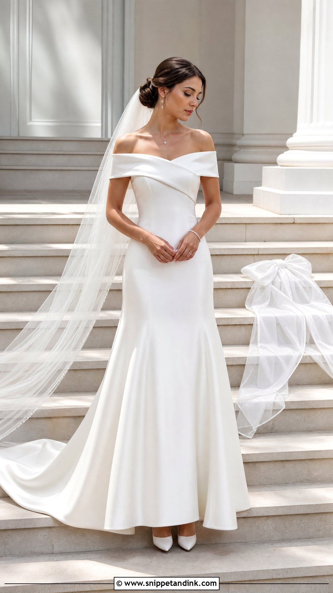 Off Shoulder Silk Bridal Dress - Snippet and Ink - 20 Silk Bride Dress Ideas