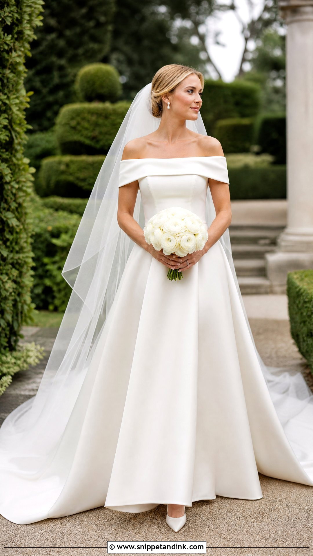Off Shoulder Silk Bridal Gown - Snippet and Ink - 20 Silk Bridal Gown Ideas
