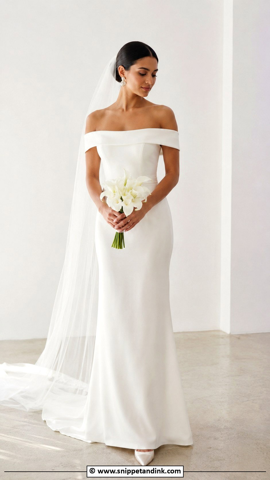 Off Shoulder Simple Wedding Dress - Snippet and Ink - 35 Off Shoulder Wedding Dress Ideas