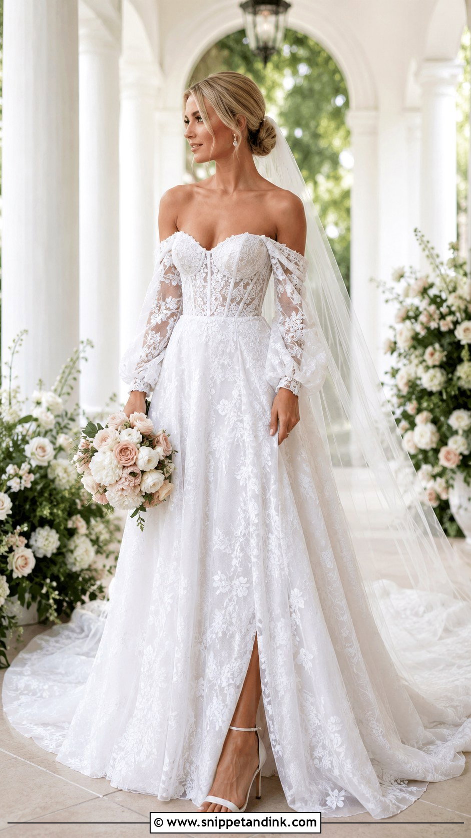 Off Shoulder Sleeve Wedding Dress - Snippet and Ink - 20 Fairytale Wedding Dress with Sleeves