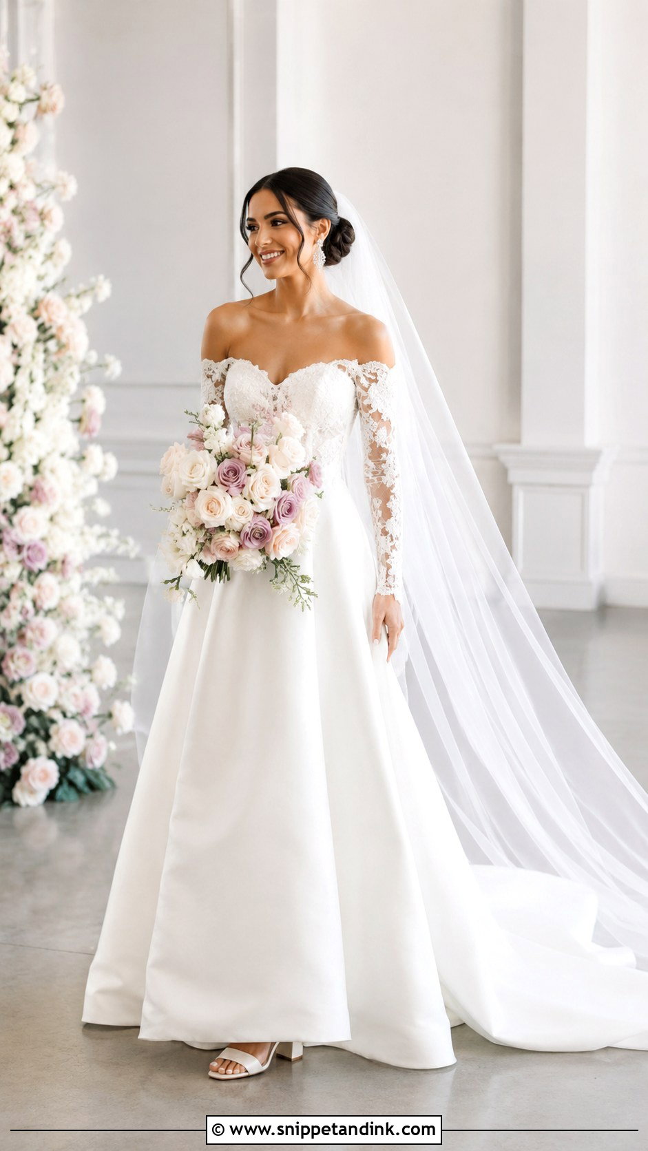 Off Shoulder Sleeve Wedding Dress - Snippet and Ink - 20 Bride Dress with Sleeves