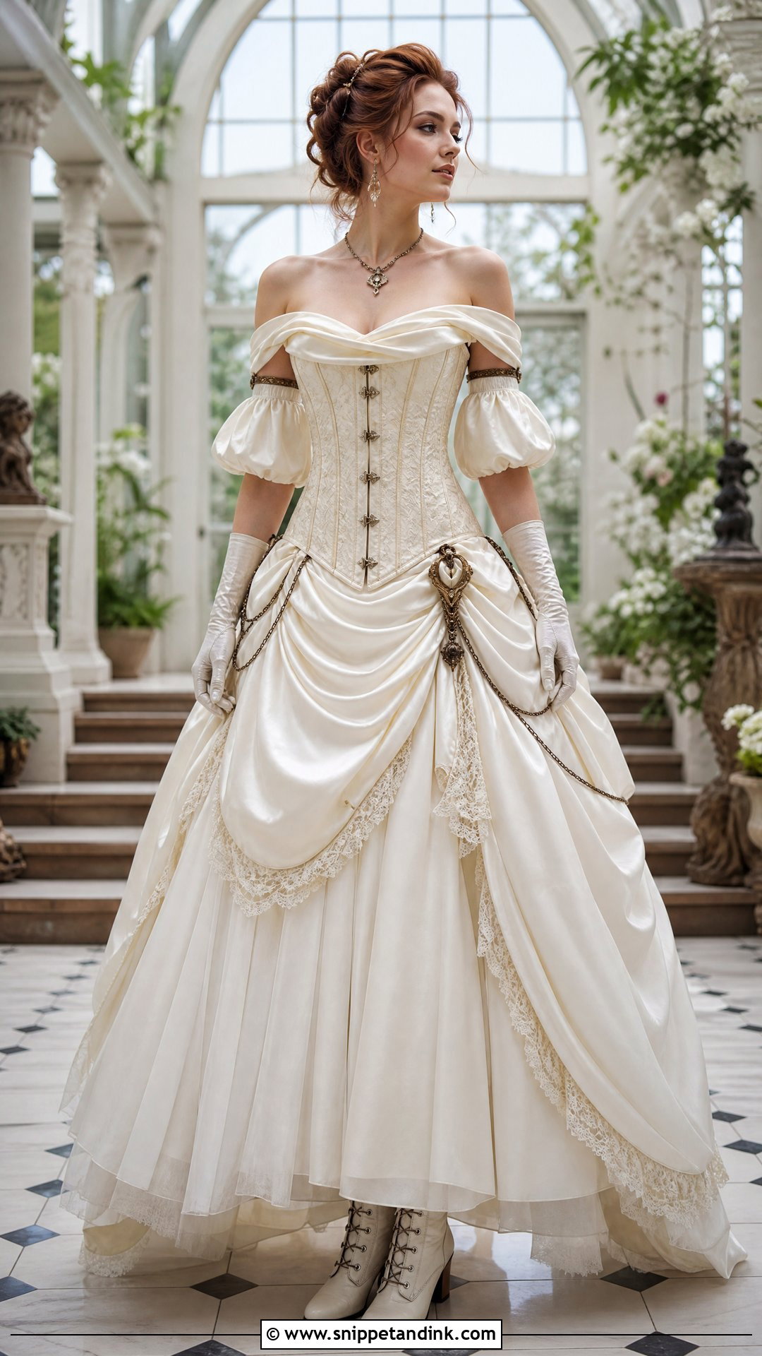Off Shoulder Steampunk Wedding Dress - Snippet and Ink - 25 Steampunk Wedding Dress Ideas