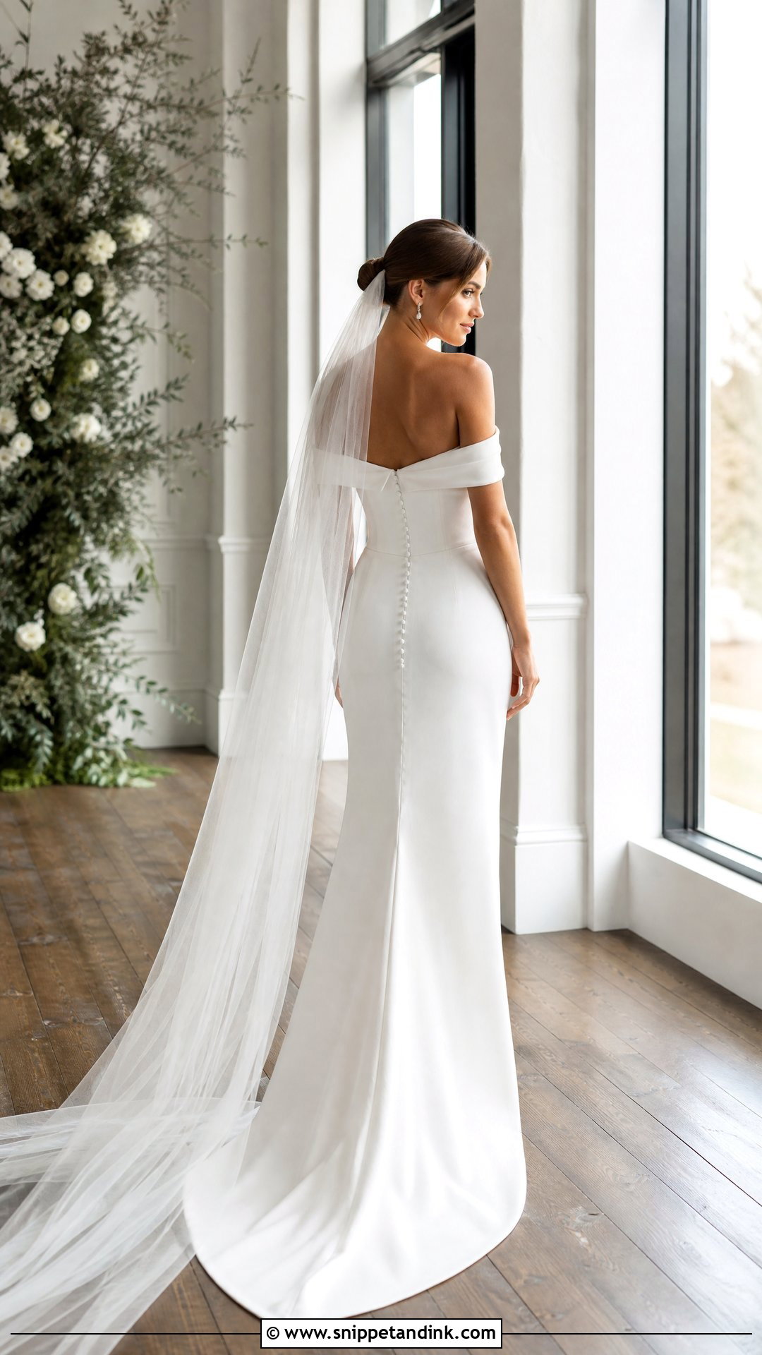 Off Shoulder Straight Wedding Gown - Snippet and Ink - 20 Straight Wedding Gown Ideas