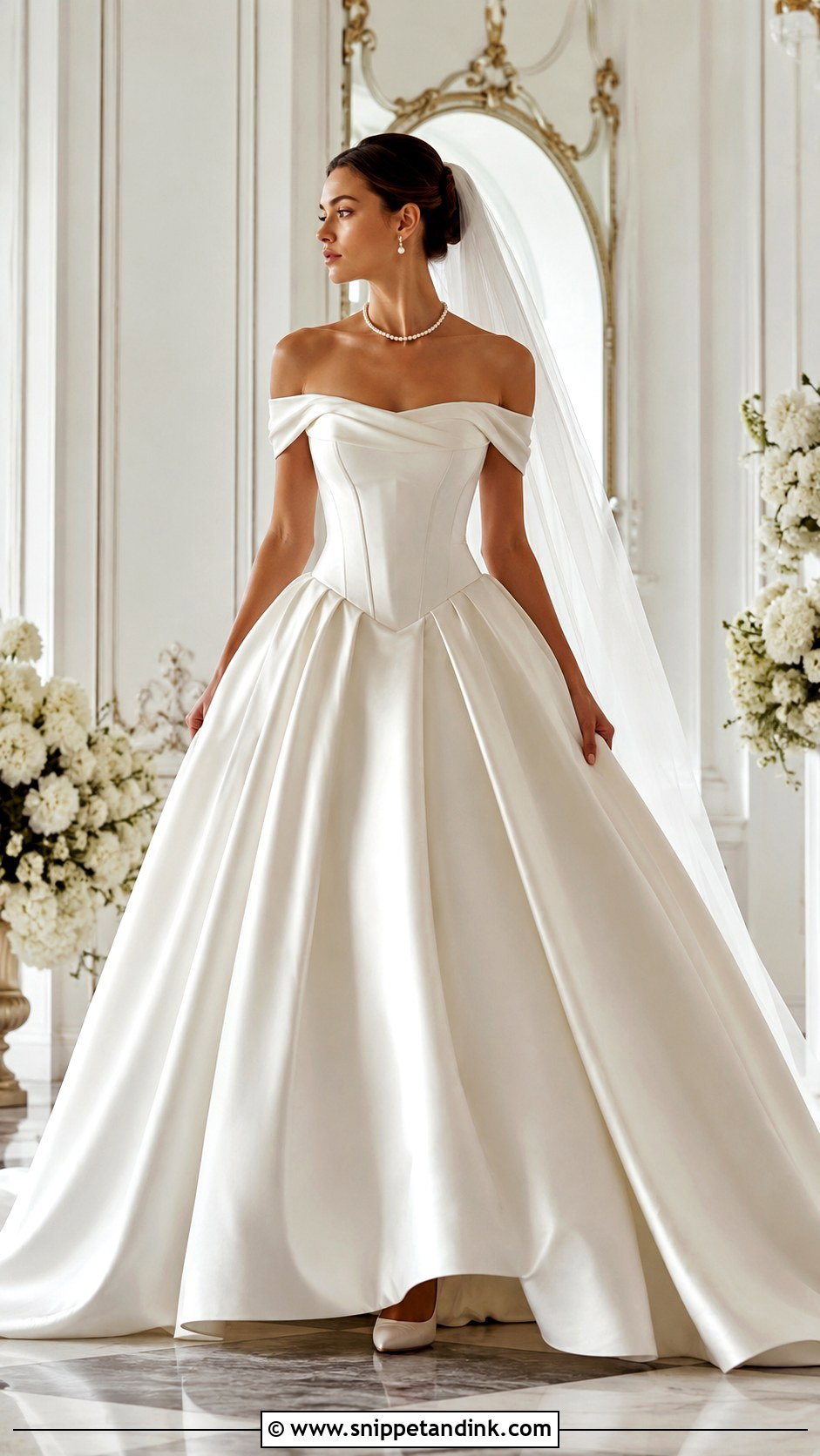 Off Shoulder Strap Basque Waist Wedding Dress - Snippet and Ink - 20 Basque Waist Wedding Dress with Straps Ideas