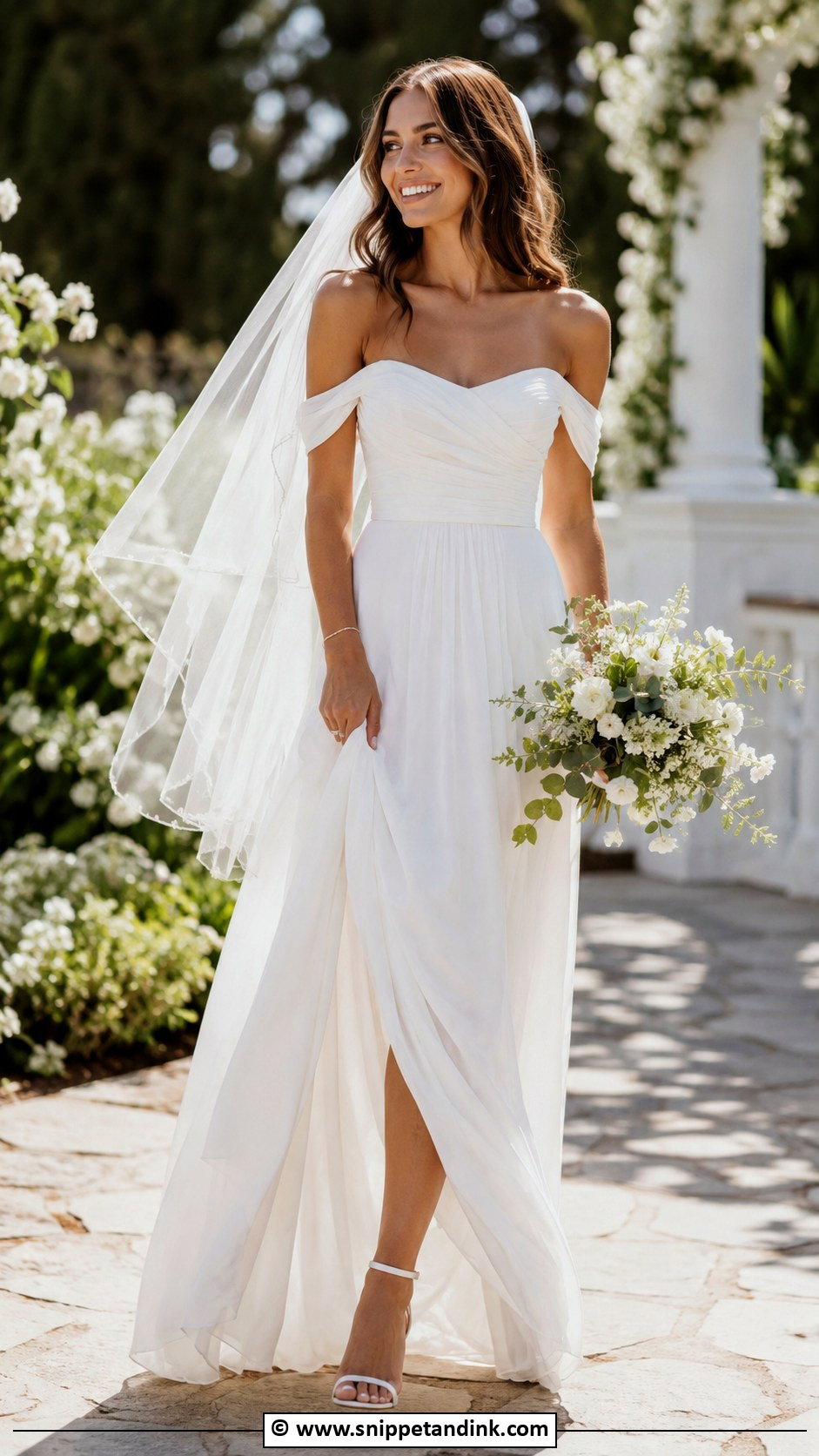 Off Shoulder Summer Wedding Dress - Snippet and Ink - 35 Off Shoulder Wedding Dress Ideas