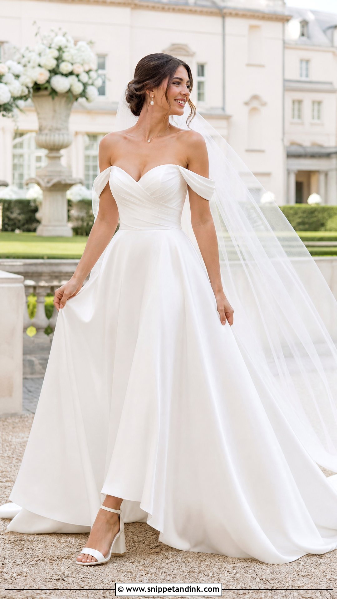 Off Shoulder Sweetheart Wedding Dress - Snippet and Ink - 20 Sweetheart Neck Wedding Dress Ideas