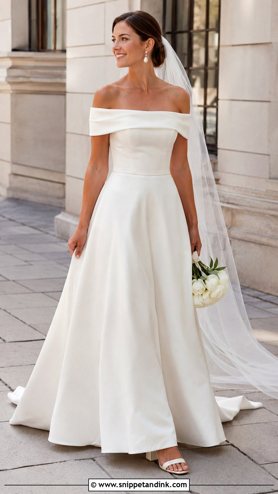 Off Shoulder Top And A Line Skirt Wedding Dress - Snippet and Ink - 25 Top and Skirt Wedding Dress Ideas