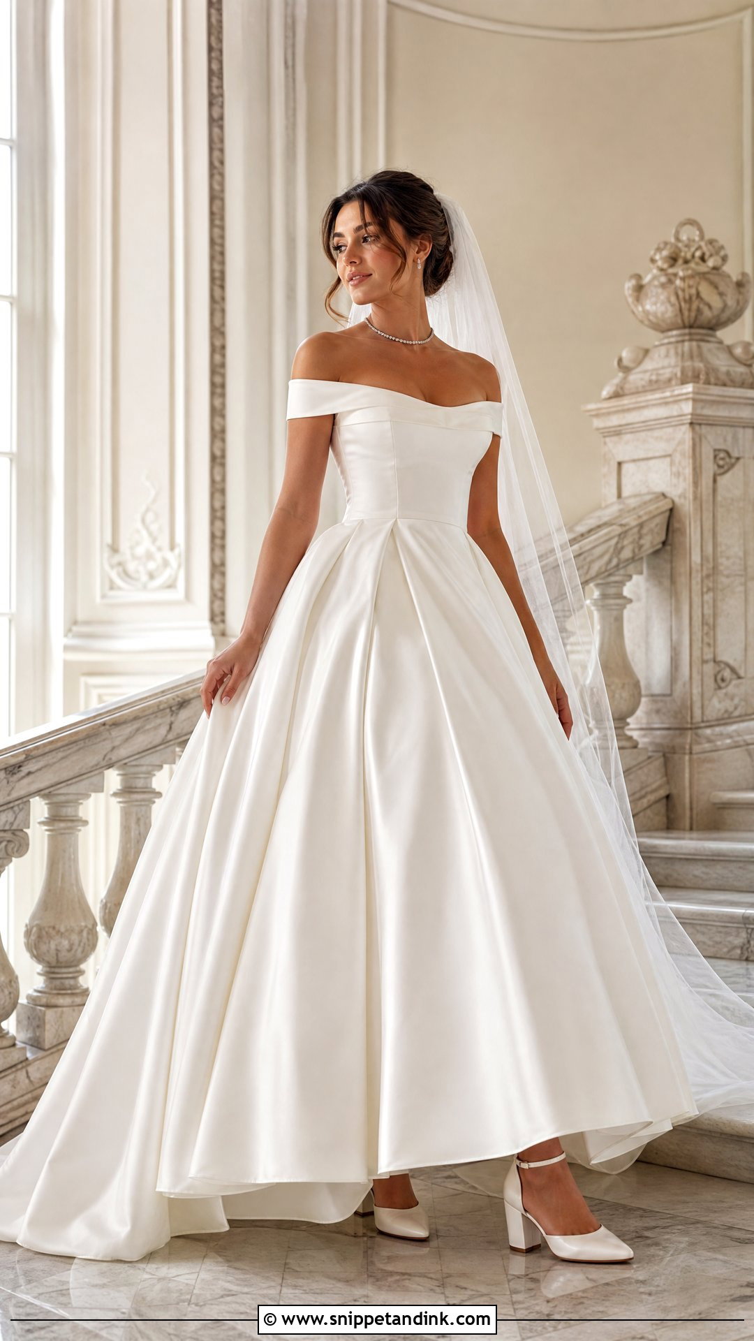 Off Shoulder Top And Ball Gown Skirt Wedding Dress - Snippet and Ink - 20 Two Pieces Wedding Dress Ideas