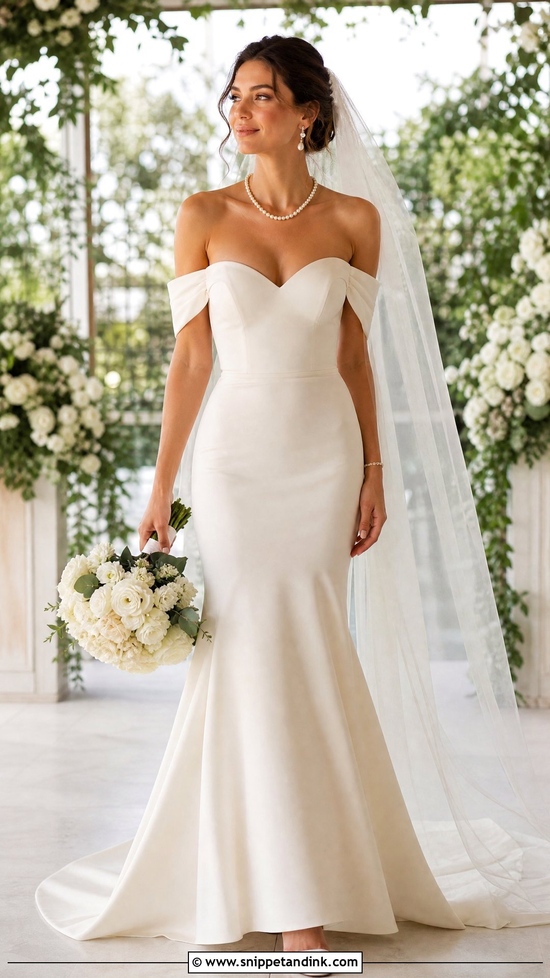 Off Shoulder Trumpet Wedding Dress With Sleeves - Snippet and Ink - 20 Trumpet Wedding Dress with Sleeves