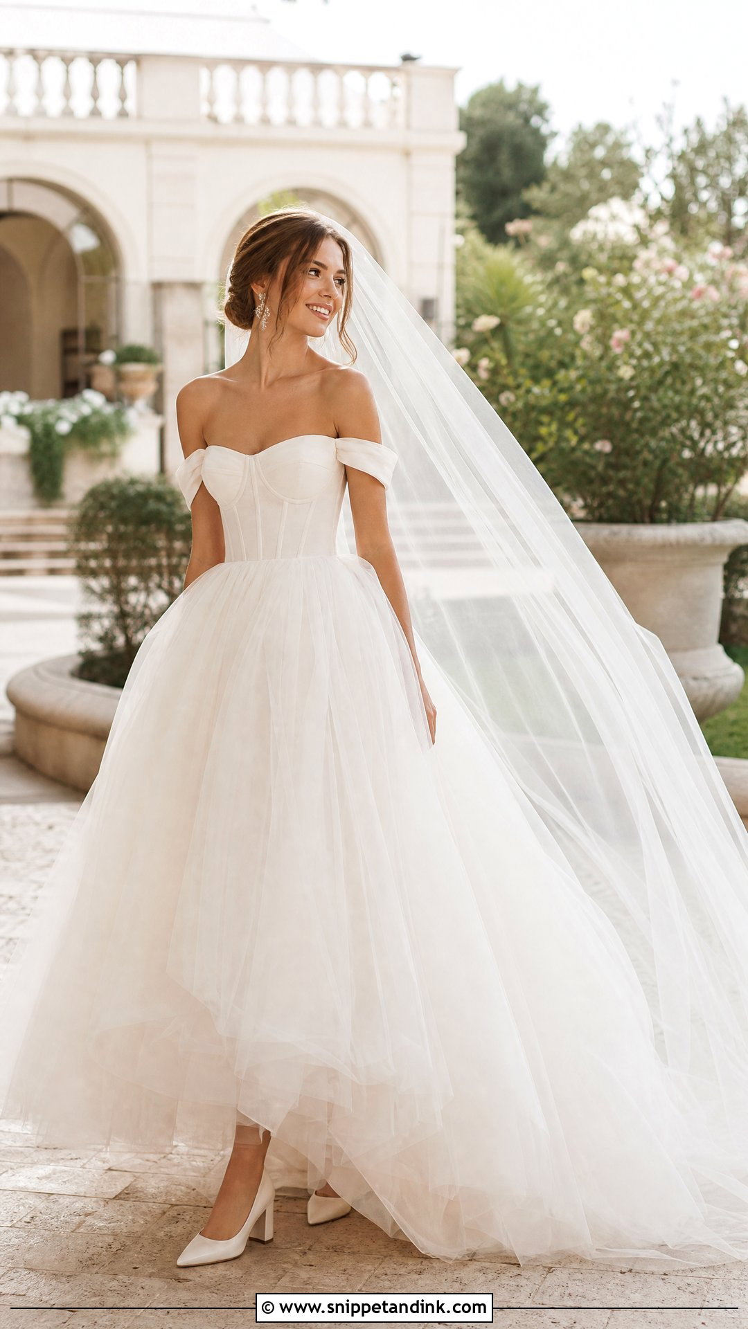 Off Shoulder Tulle Ball Gown Wedding Dress - Snippet and Ink - 20 Huge Wedding Dress Ideas