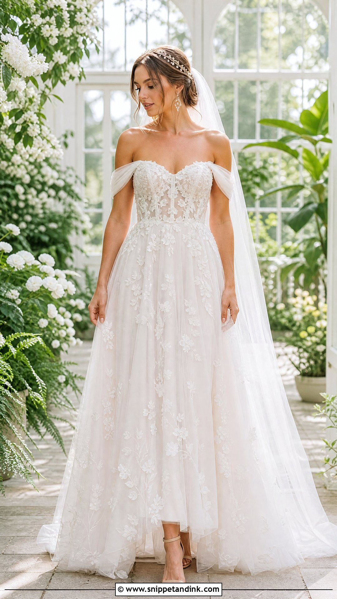 Off Shoulder Tulle Boho Wedding Dress - Snippet and Ink - 25 Boho Ethereal Wedding Dress Ideas