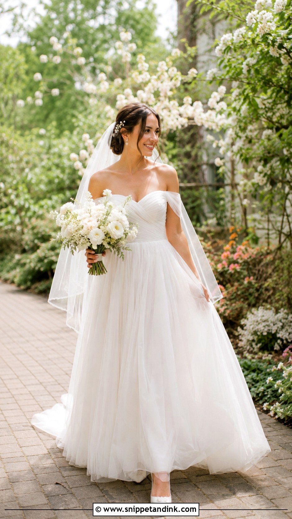 Off Shoulder Tulle Bridal Dress - Snippet and Ink - 20 Beautiful Bridal Dresses