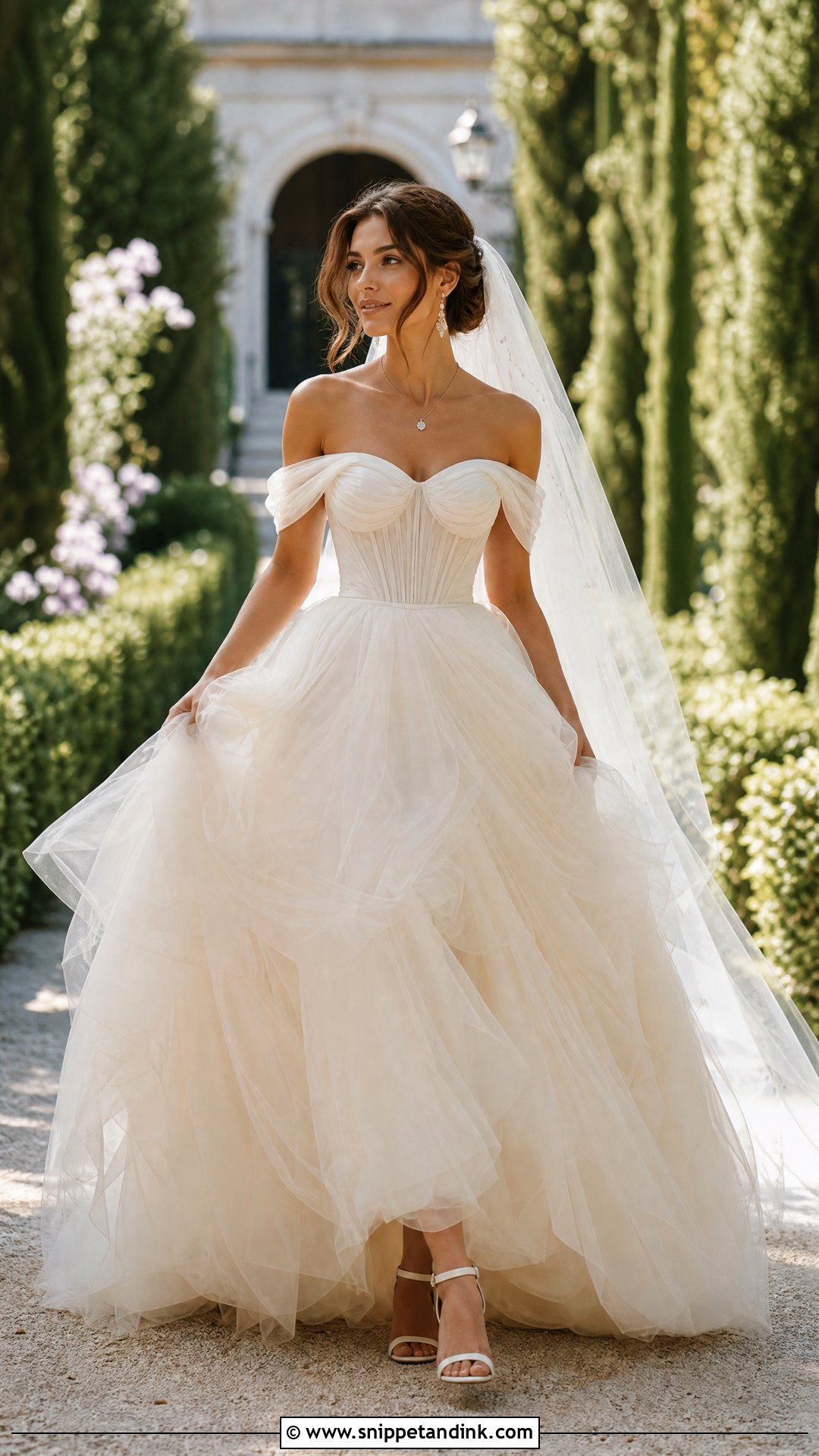 Off Shoulder Tulle Princess Ball Gown Wedding Dress - Snippet and Ink - 20 Princess Ball Gowns Wedding Dress