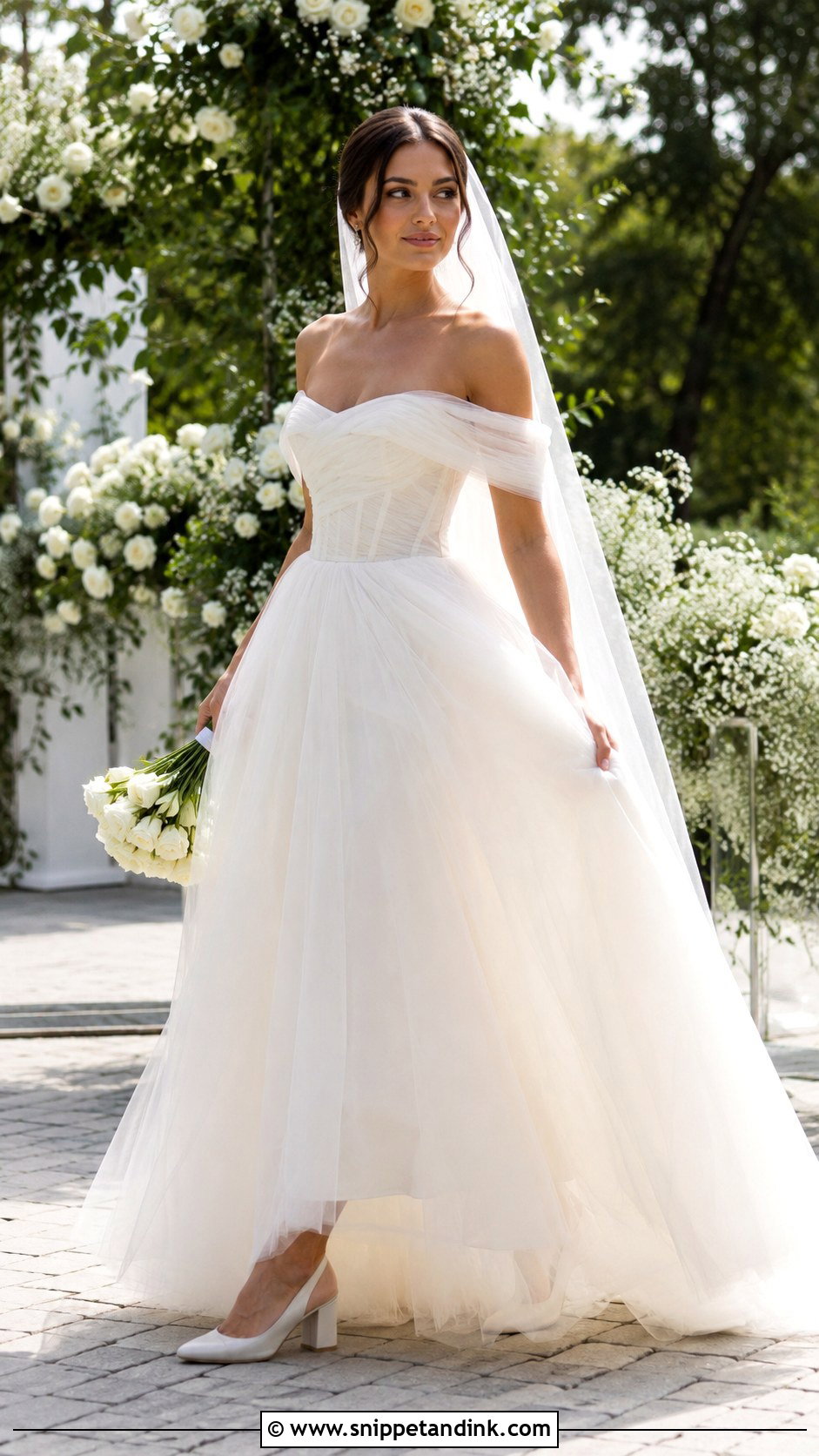 Off Shoulder Tulle Princess Bridal Gown - Snippet and Ink - 20 Princess Bridal Gown Ideas