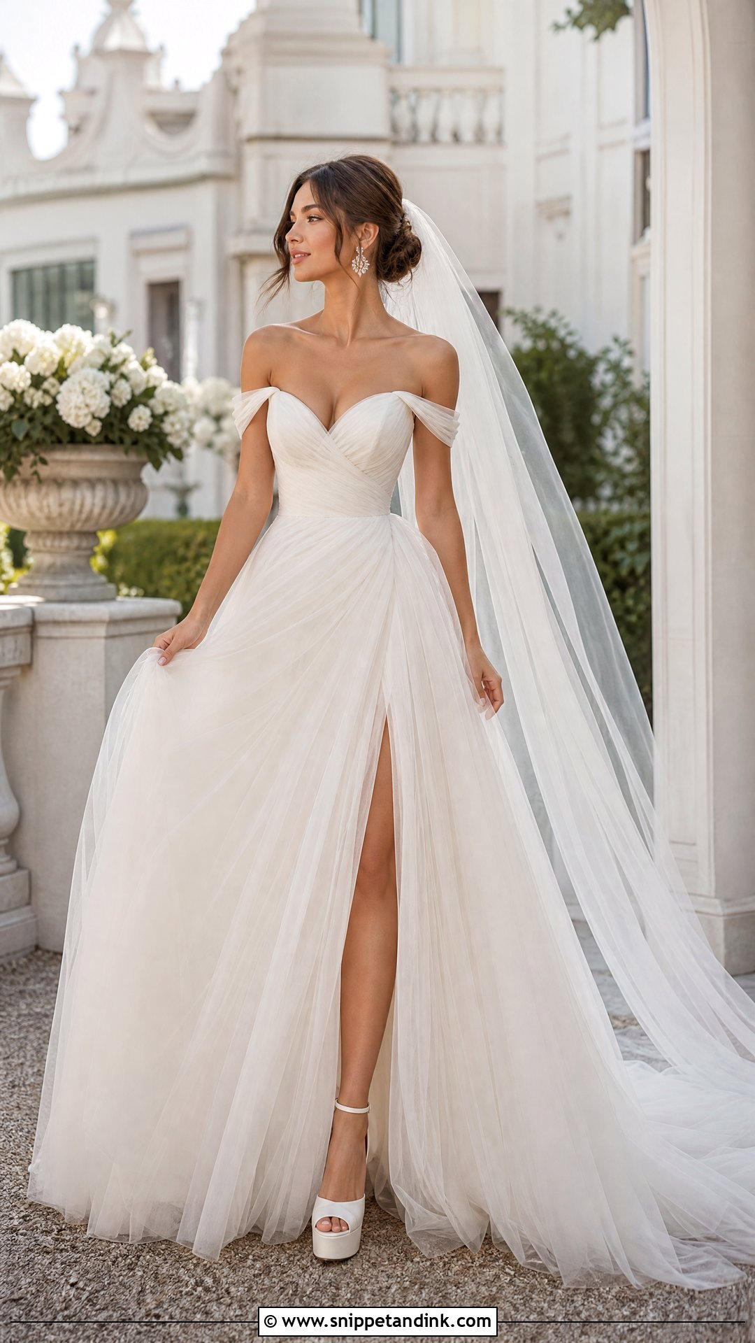 Off Shoulder Tulle Princess Wedding Dress - Snippet and Ink - 20 Poofy Wedding Dress Princesses Ideas
