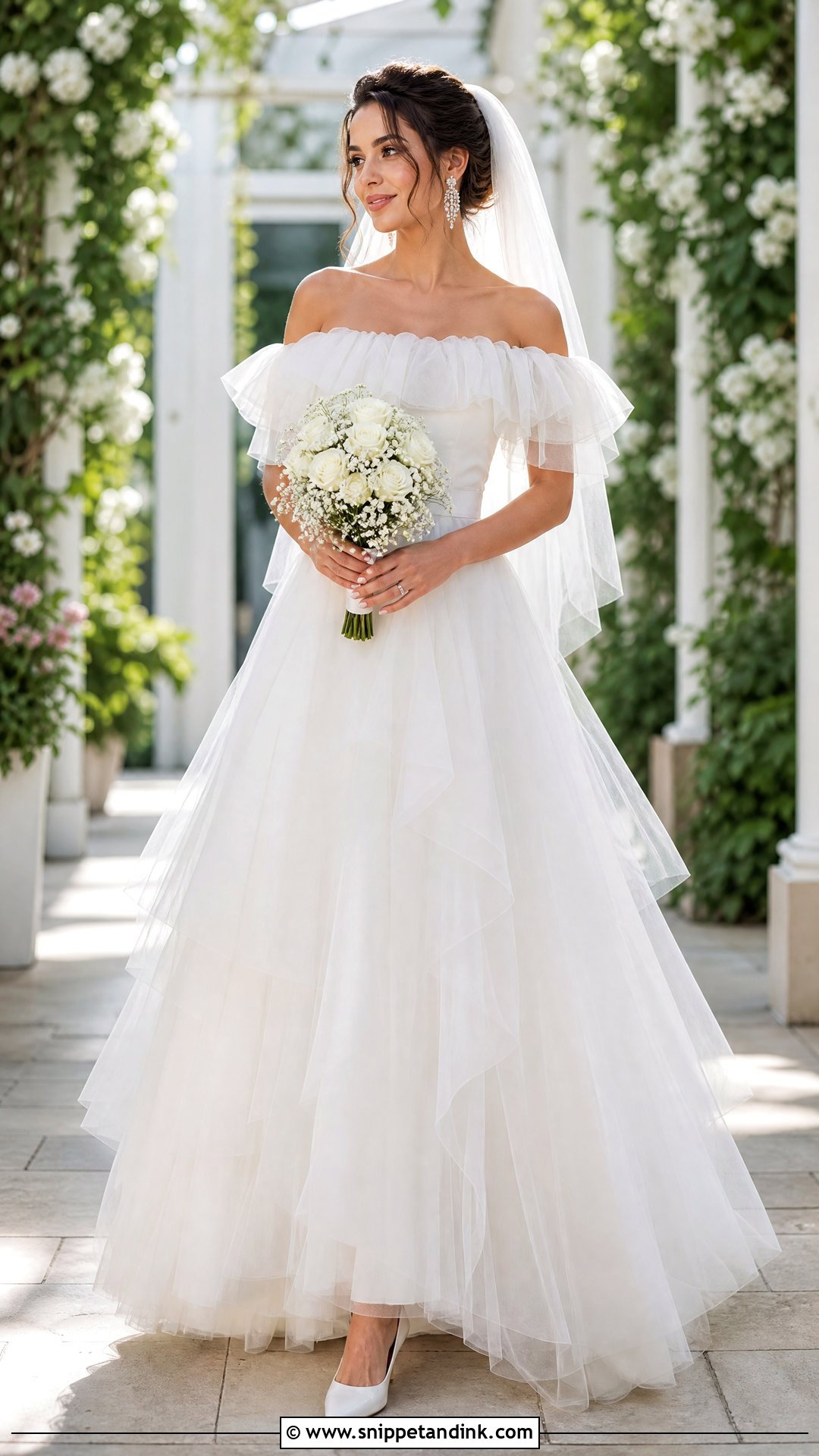 Off Shoulder Tulle Ruffle Wedding Dress - Snippet and Ink - 20 Tulle Ruffle Wedding Dress Ideas