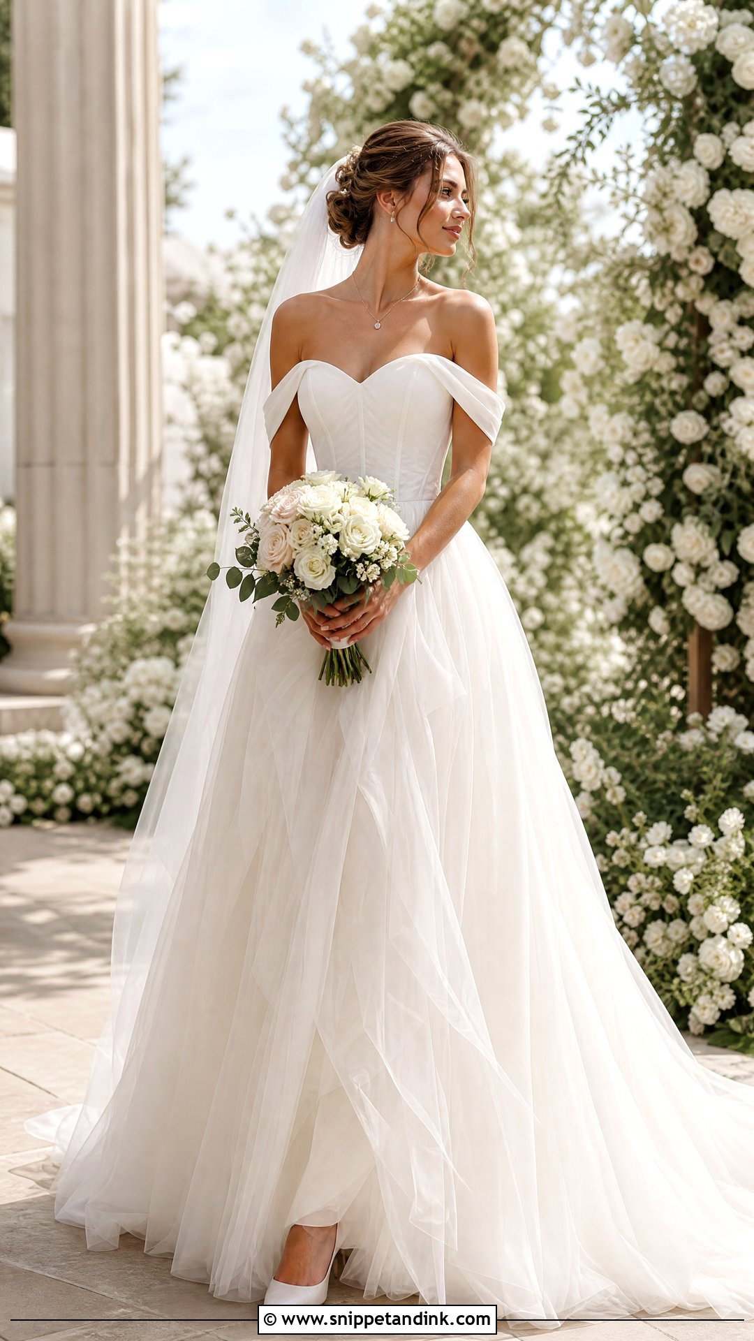 Off Shoulder Tulle Skirt Wedding Dress - Snippet and Ink - 20 Tulle Skirt Wedding Dress Ideas