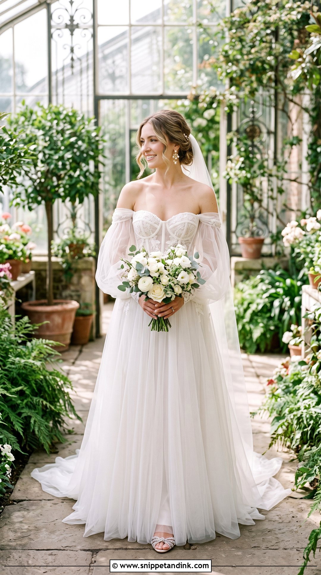 Off Shoulder Tulle Sleeve Wedding Dress - Snippet and Ink - 20 Off Shoulder Sleeve Wedding Dress Ideas