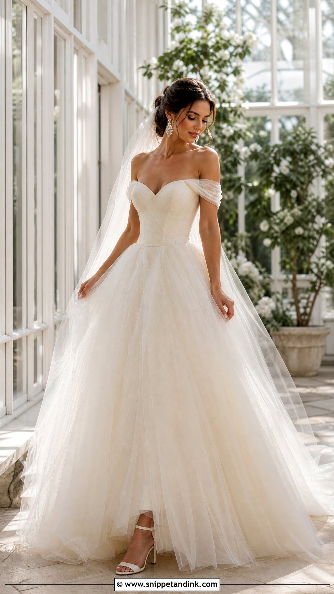 Off Shoulder Tulle Wedding Ballgown - Snippet and Ink - 20 Wedding Ballgown Ideas