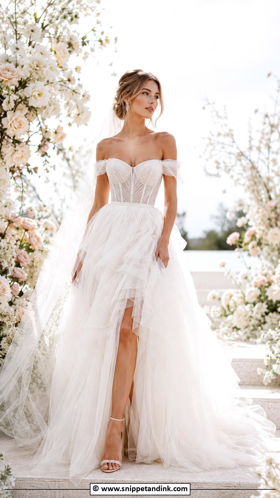 Off Shoulder Tulle Wedding Dress - Snippet and Ink - 35 Off Shoulder Wedding Dress Ideas