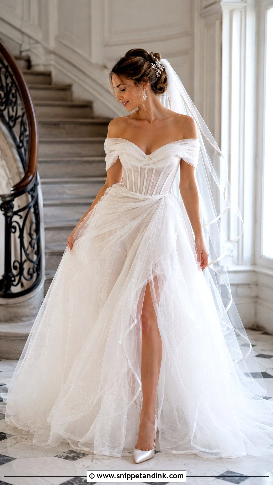 Off Shoulder Tulle Wedding Dress - Snippet and Ink - 20 Beautiful Wedding Dresses Fairytale