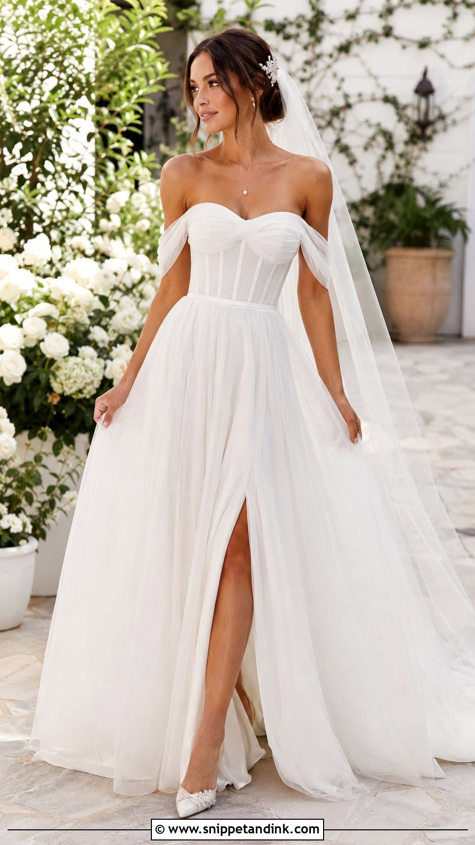 Off Shoulder Tulle Wedding Dress - Snippet and Ink - 20 Fairy Tale Wedding Dress Romantic Ideas