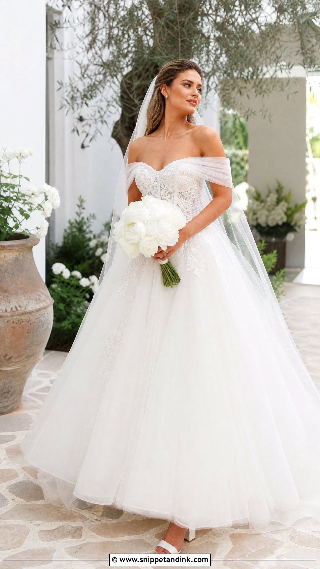 Off Shoulder Tulle Wedding Dress Ballgown - Snippet and Ink - 20 Tulle Wedding Dress Ballgown Ideas