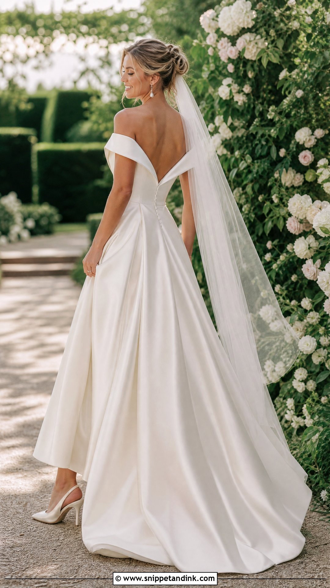 Off Shoulder V Back Wedding Dress - Snippet and Ink - 20 V Back Wedding Dress Ideas