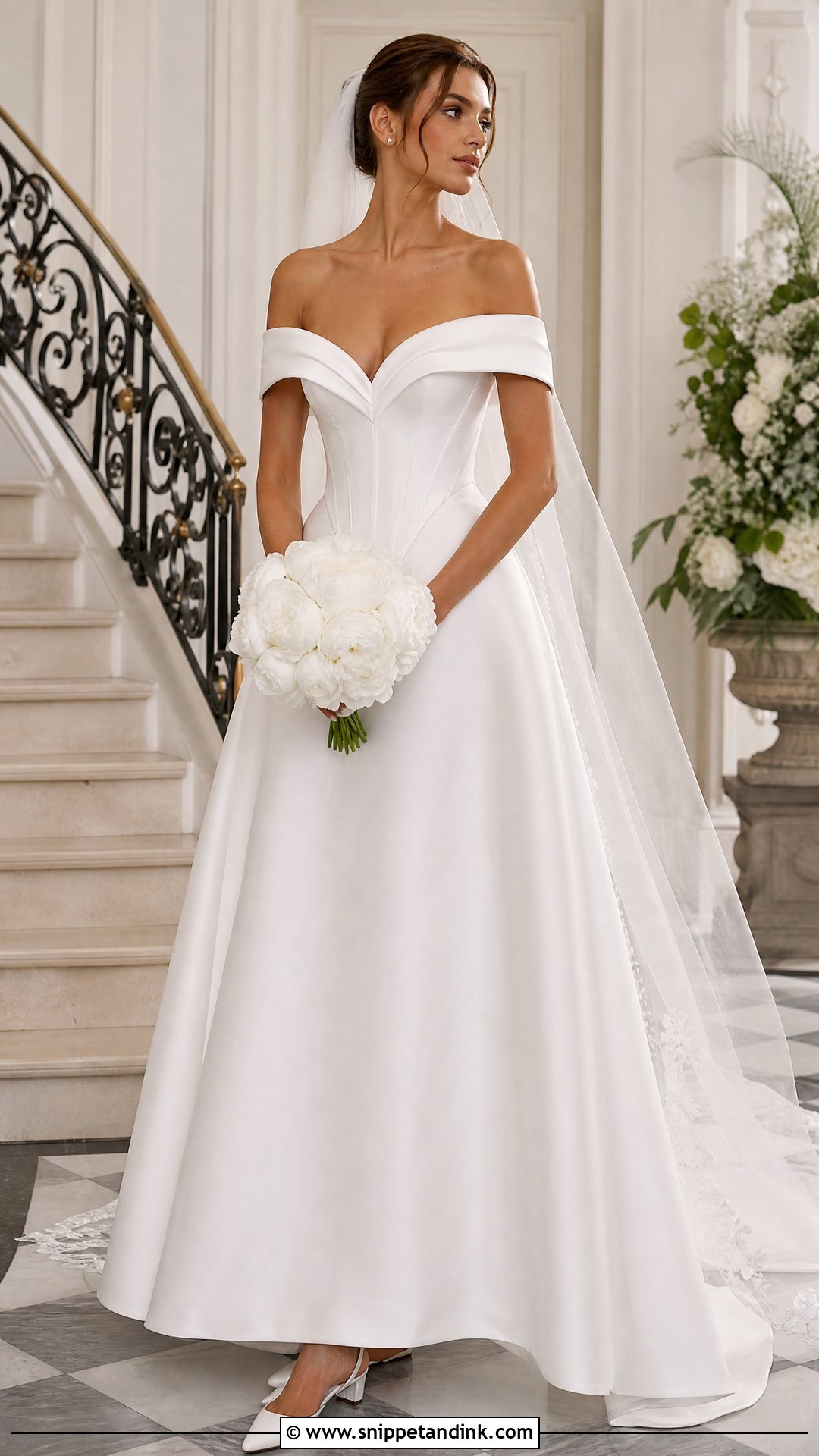 Off Shoulder V Corset Wedding Dress - Snippet and Ink - 20 V Corset Wedding Dress Ideas