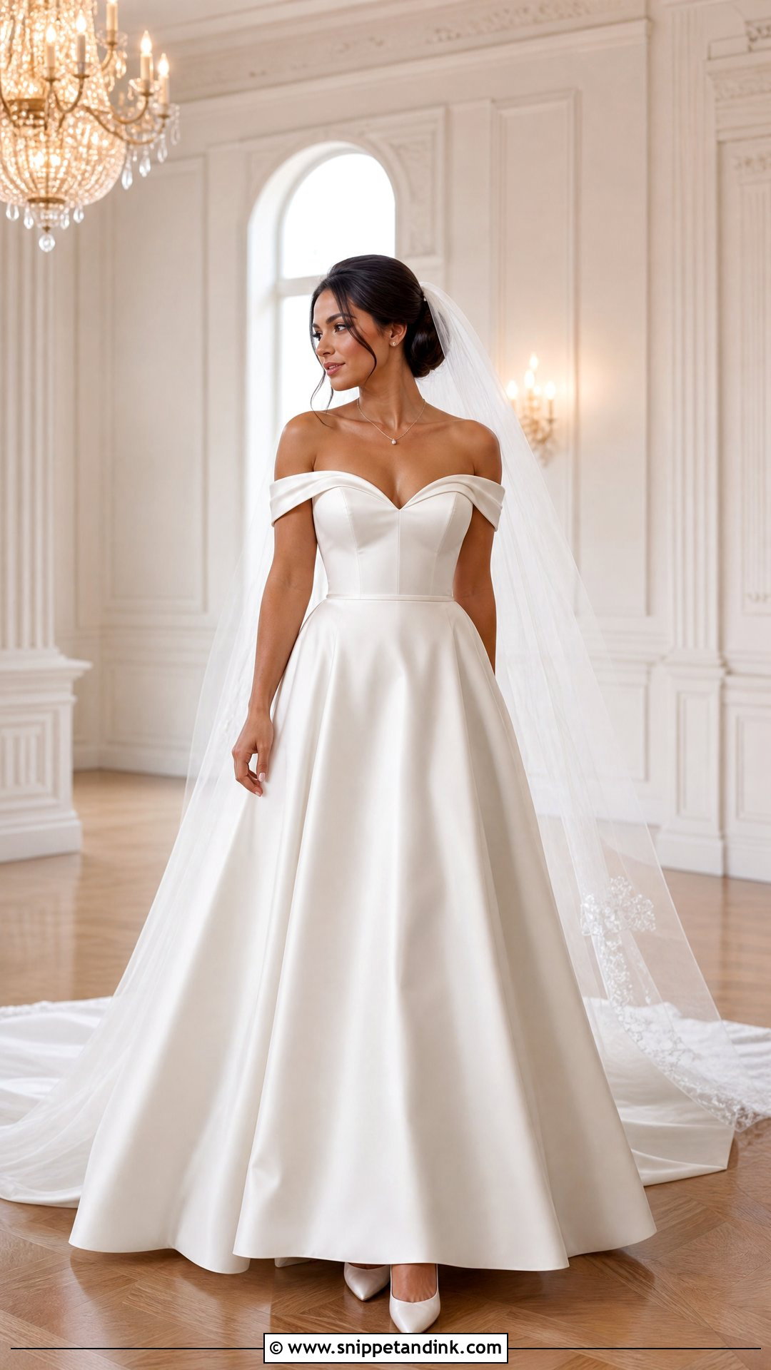 Off Shoulder V Neck Wedding Dress - Snippet and Ink - 20 Wedding Dress for Short Torso Ideas