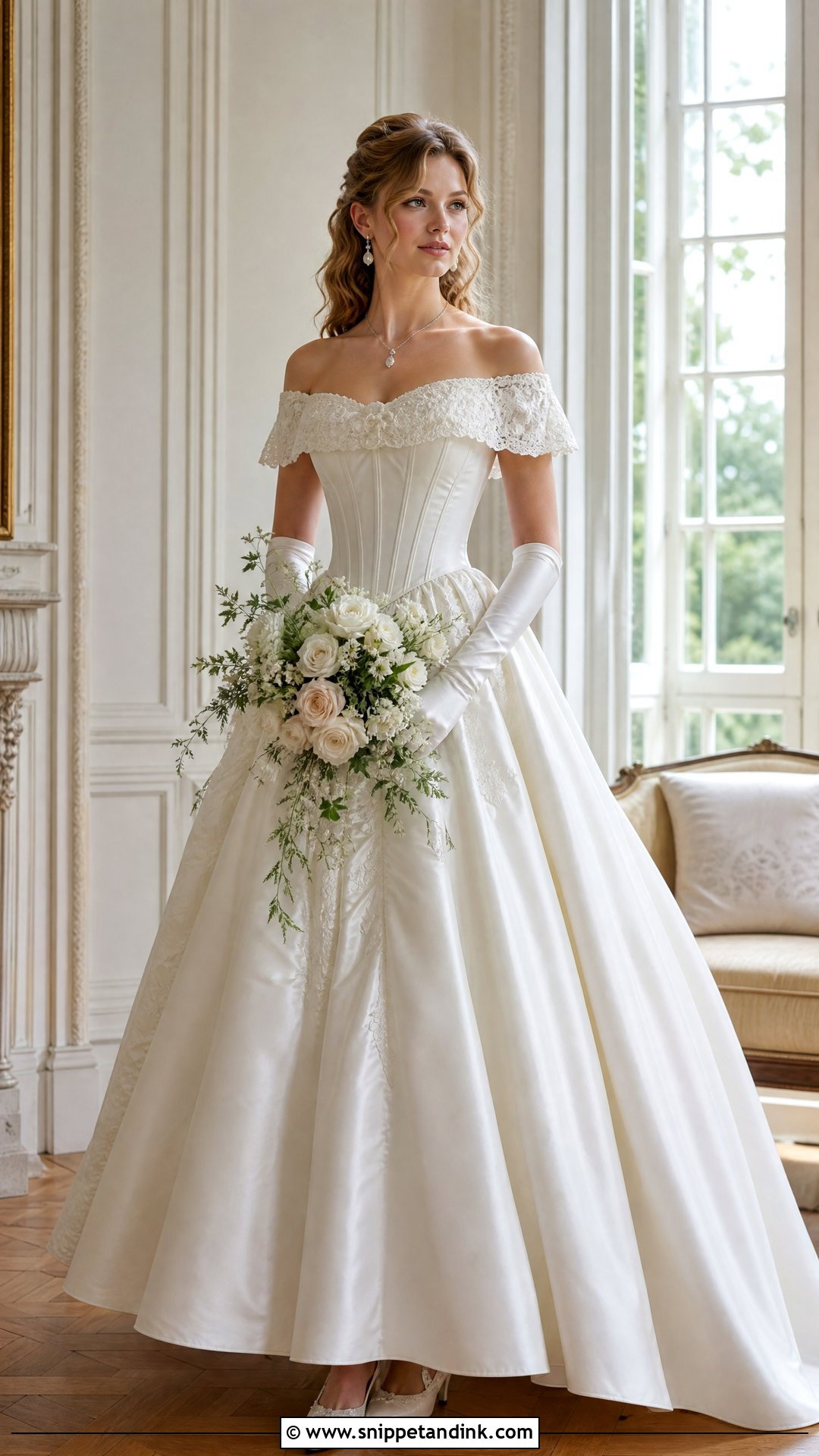 Off Shoulder Victorian Wedding Dress - Snippet and Ink - 20 Victoria Wedding Dress Ideas