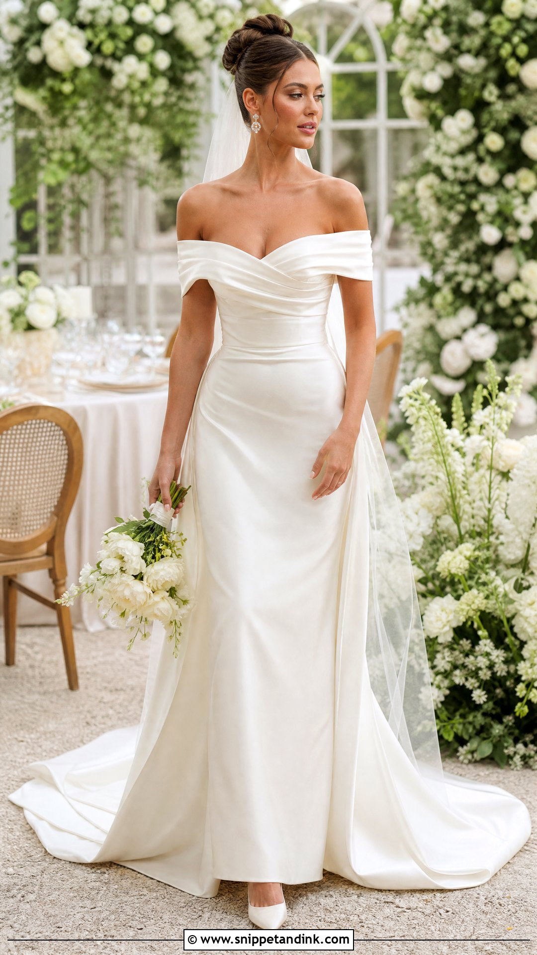 Off Shoulder Vintage Bride Dress - Snippet and Ink - 25 Vintage Bride Dress Ideas
