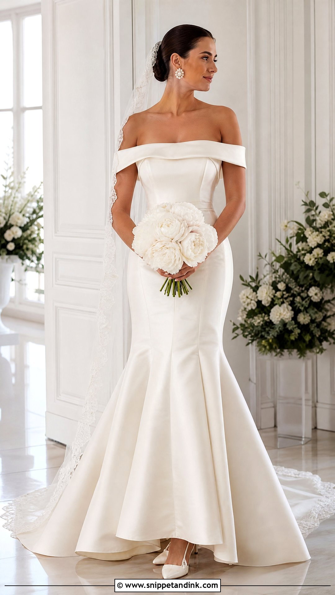Off Shoulder Vintage Mermaid Wedding Dress - Snippet and Ink - 20 Vintage Mermaid Wedding Dress Ideas