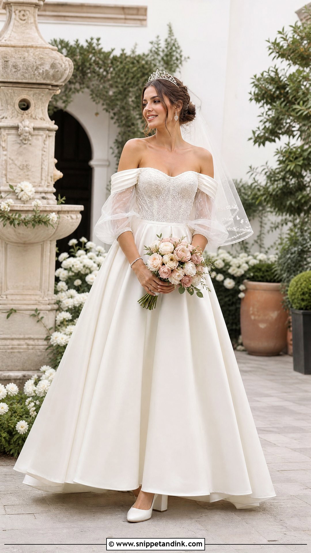 Off Shoulder Vintage Wedding Dress - Snippet and Ink - 20 Princess Beatrice Wedding Dress Ideas