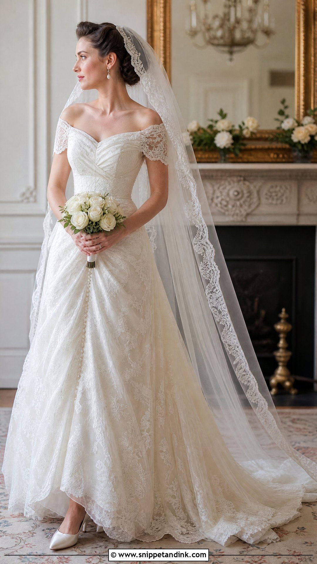 Off Shoulder Vintage Wedding Gown - Snippet and Ink - 25 Off Shoulder Wedding Gown Ideas
