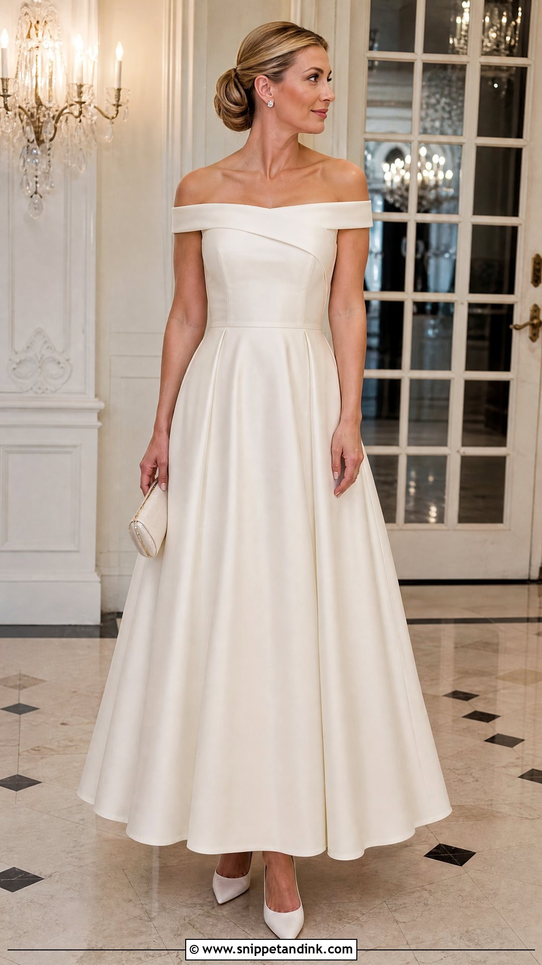 Off Shoulder Vow Renewal Gown - Snippet and Ink - 20 Renewing Vows Dress Ideas