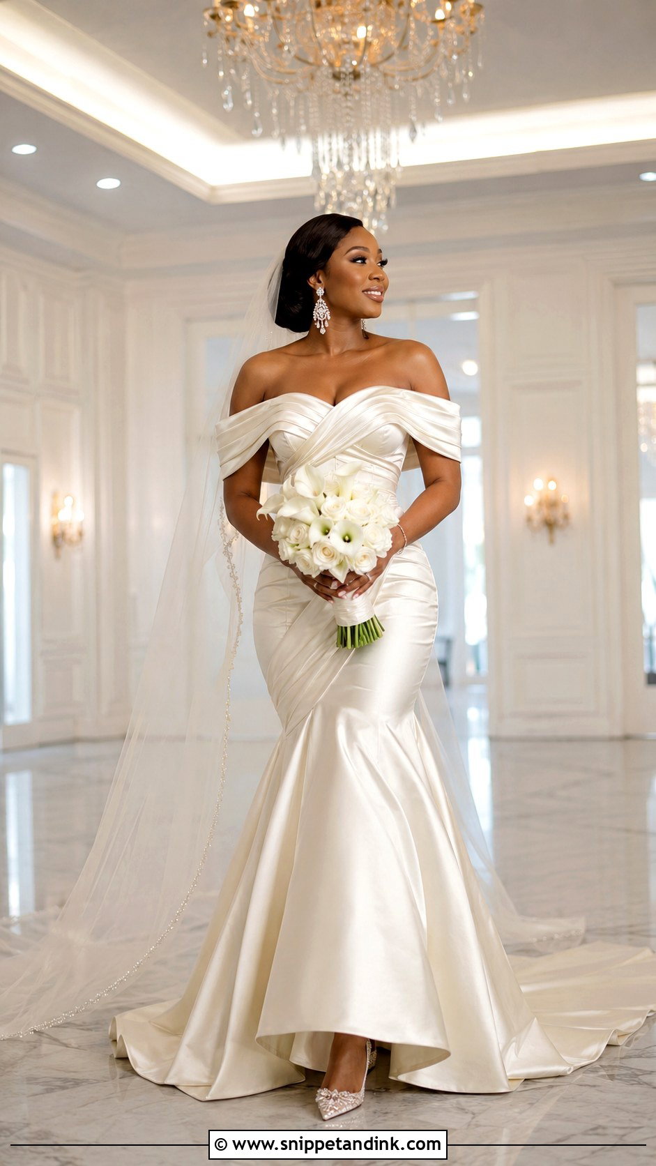 Off Shoulder Wedding Dress - Snippet and Ink - 20 Best Lady Wedding Dresses in Nigeria